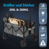 Sekey 200L / 150KG Folding Wagon, Patented Four-Way Folding Design, with Braked Wheels